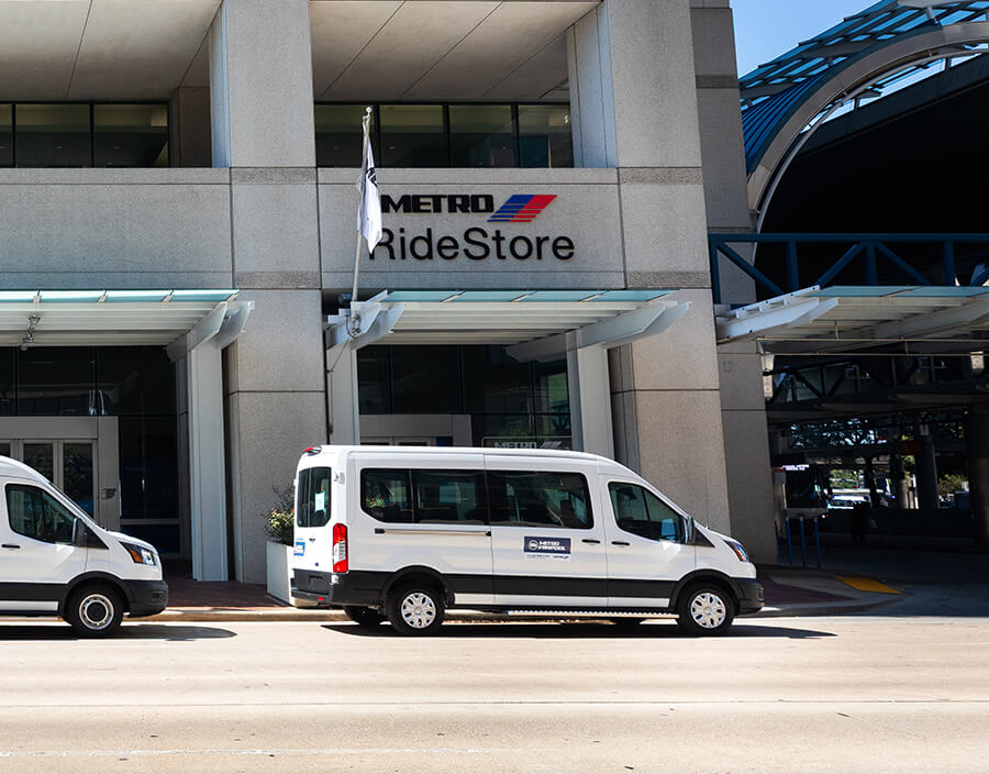METRO Vanpool minivan in downtown Houston.